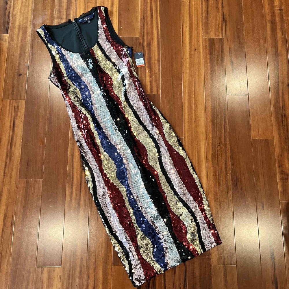 New NWOT Rachel Roy Petal Pink Multi Dress Cocktail Sequined Sleeveless Size‎ XS